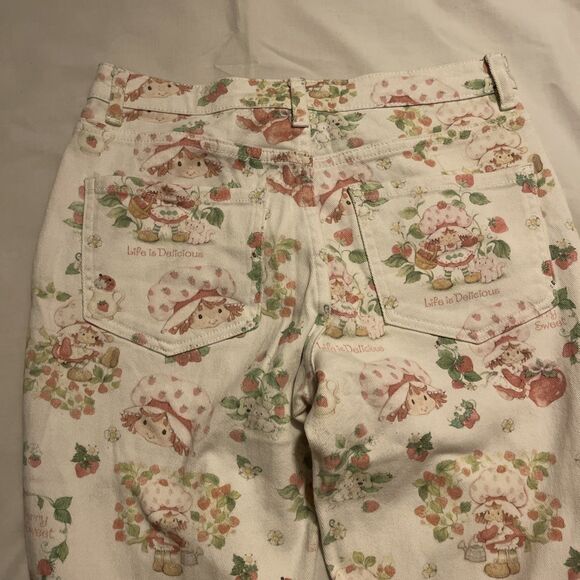 Dolls Kill X Strawberry Shortcake Jeans Small 28” Distressed Life Is Delicious - Picture 8 of 10